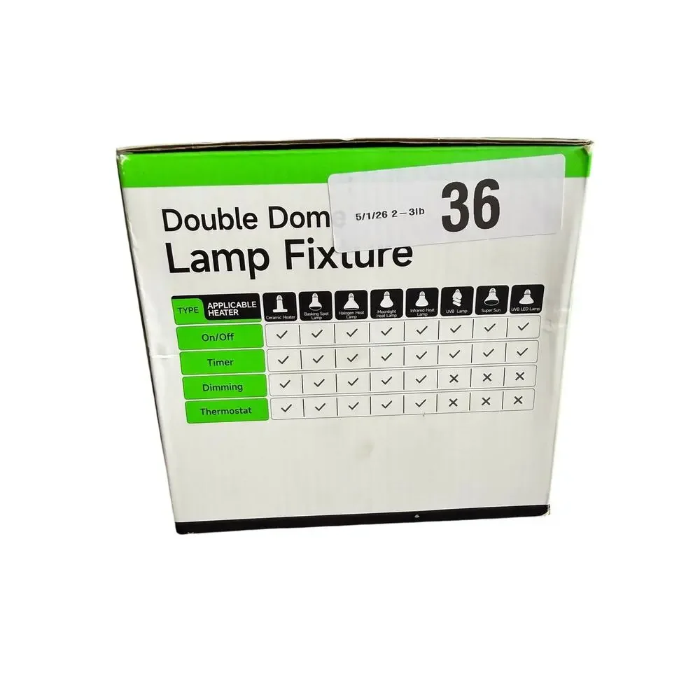 Reptitrio Double Dome Reptile Lamp Fixture Dual Bulb Heat Light 320W NIB
